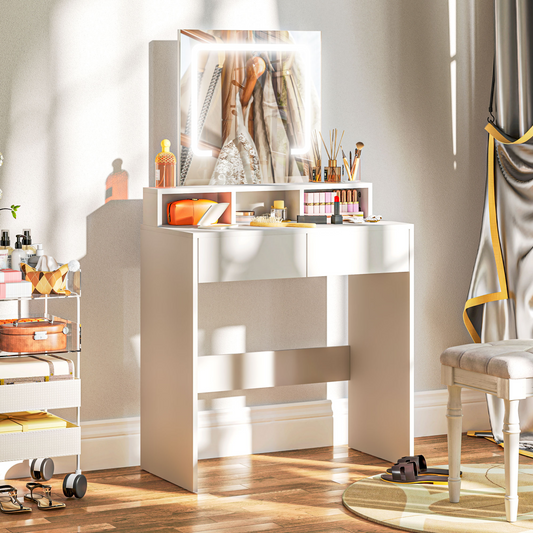 HOMCOM Dressing Table LED Mirror White 2