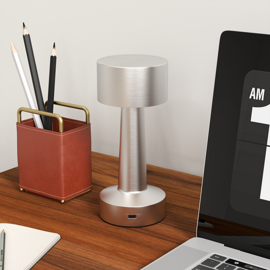 HOMCOM Cordless LED Table Lamp Silver Battery 2