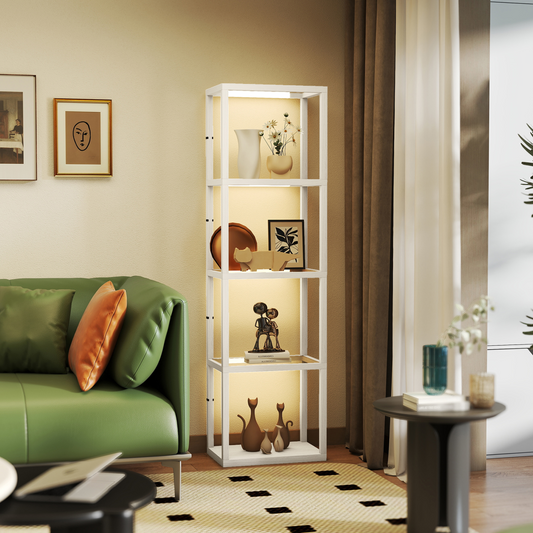 HOMCOM LED Floor Lamp Glass Shelves Dimmable 2