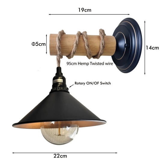 Vintage Wood Wall Lamp Detail