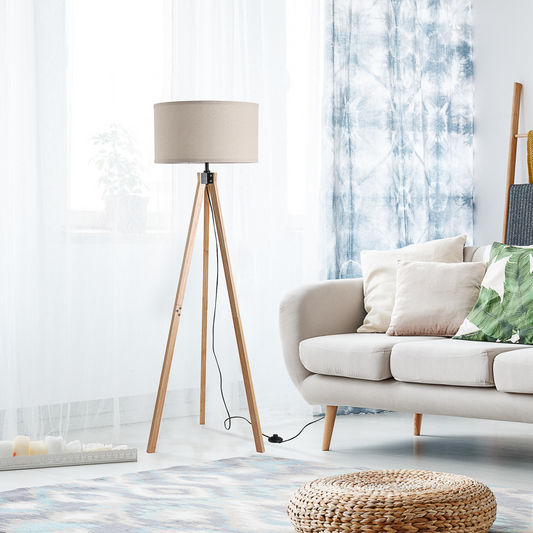 HOMCOM Beige Tripod Lamp Detail