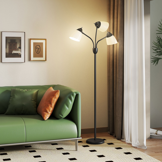 HOMCOM Arc Tree Floor Lamp Black 3 Light 2