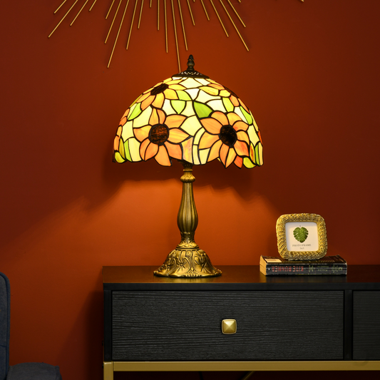HOMCOM Sunflower Tiffany Table Lamp 2