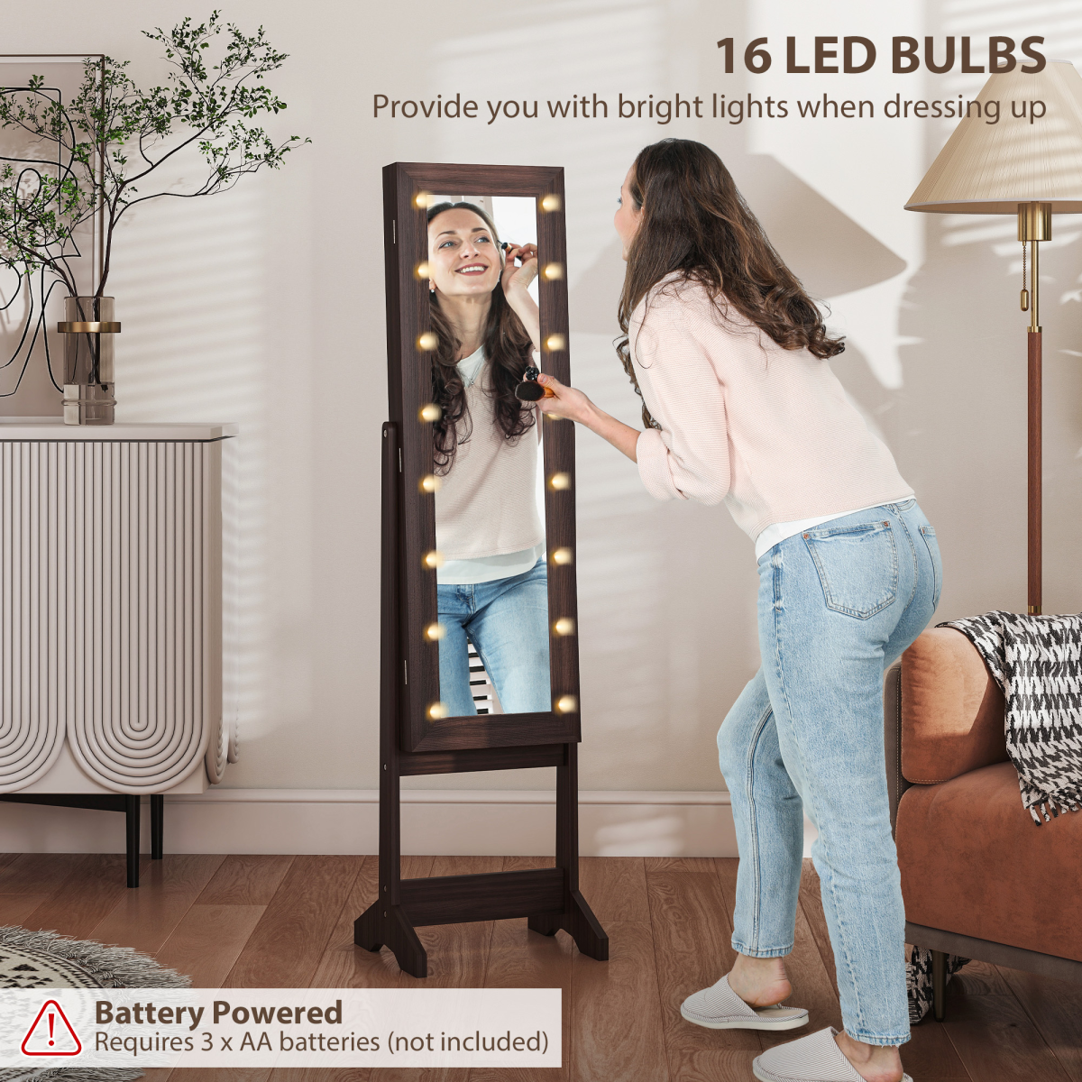 HOMCOM LED Mirrored Jewellery Cabinet 4