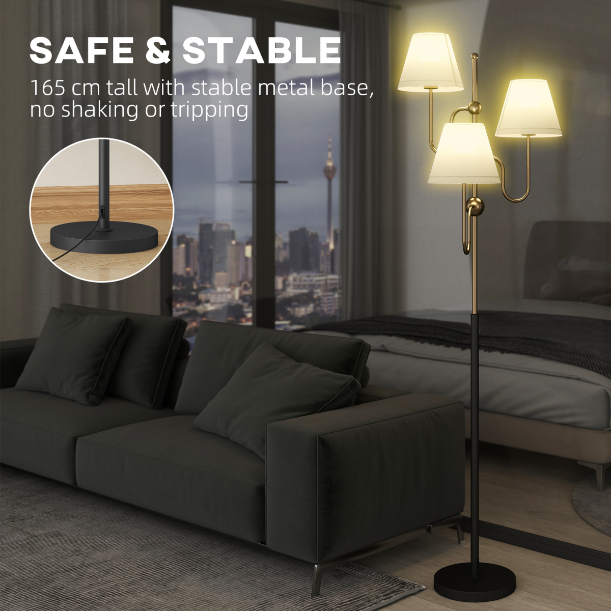 HOMCOM 3-Light Floor Lamp 5