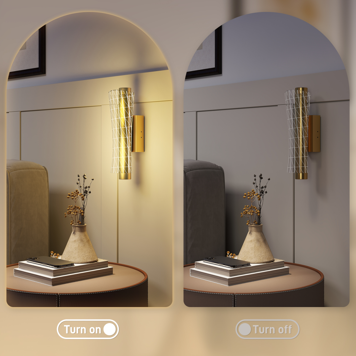 HOMCOM LED Geometric Gold Wall Light 2 Pack 4