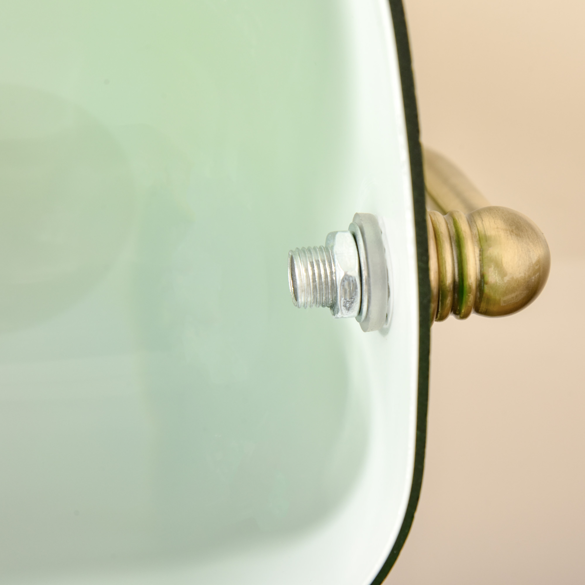 Banker's Table Lamp with Antique Bronze Base & Green Glass Shade