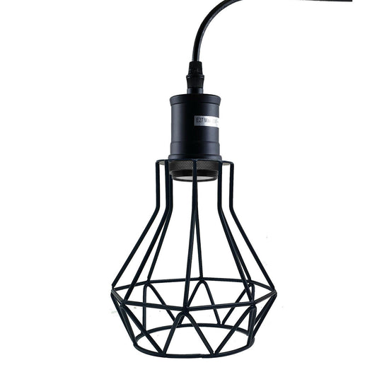 Industrial Black Cage Pendant Detail