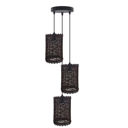 3-Head Rattan Pendant Detail