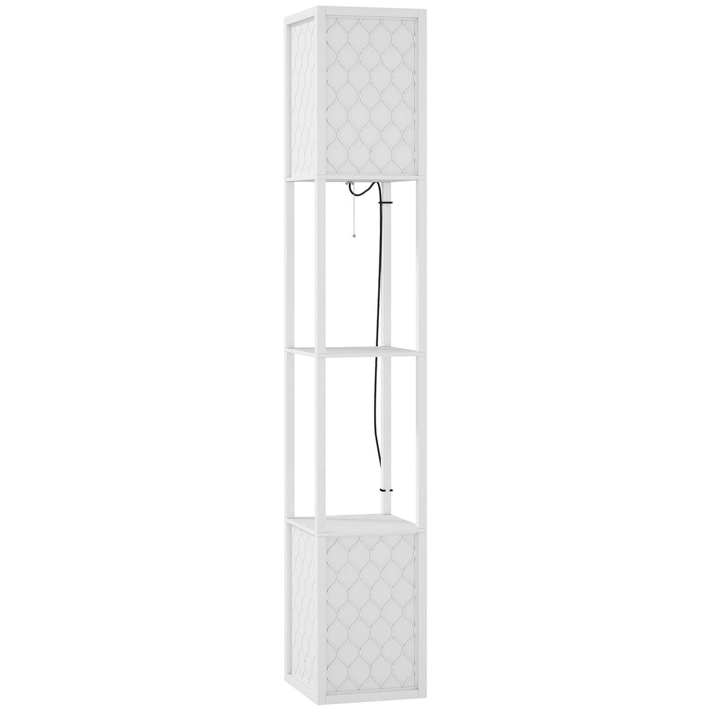 Floor Lamp with Shelves, Dual Light, 160cm, White