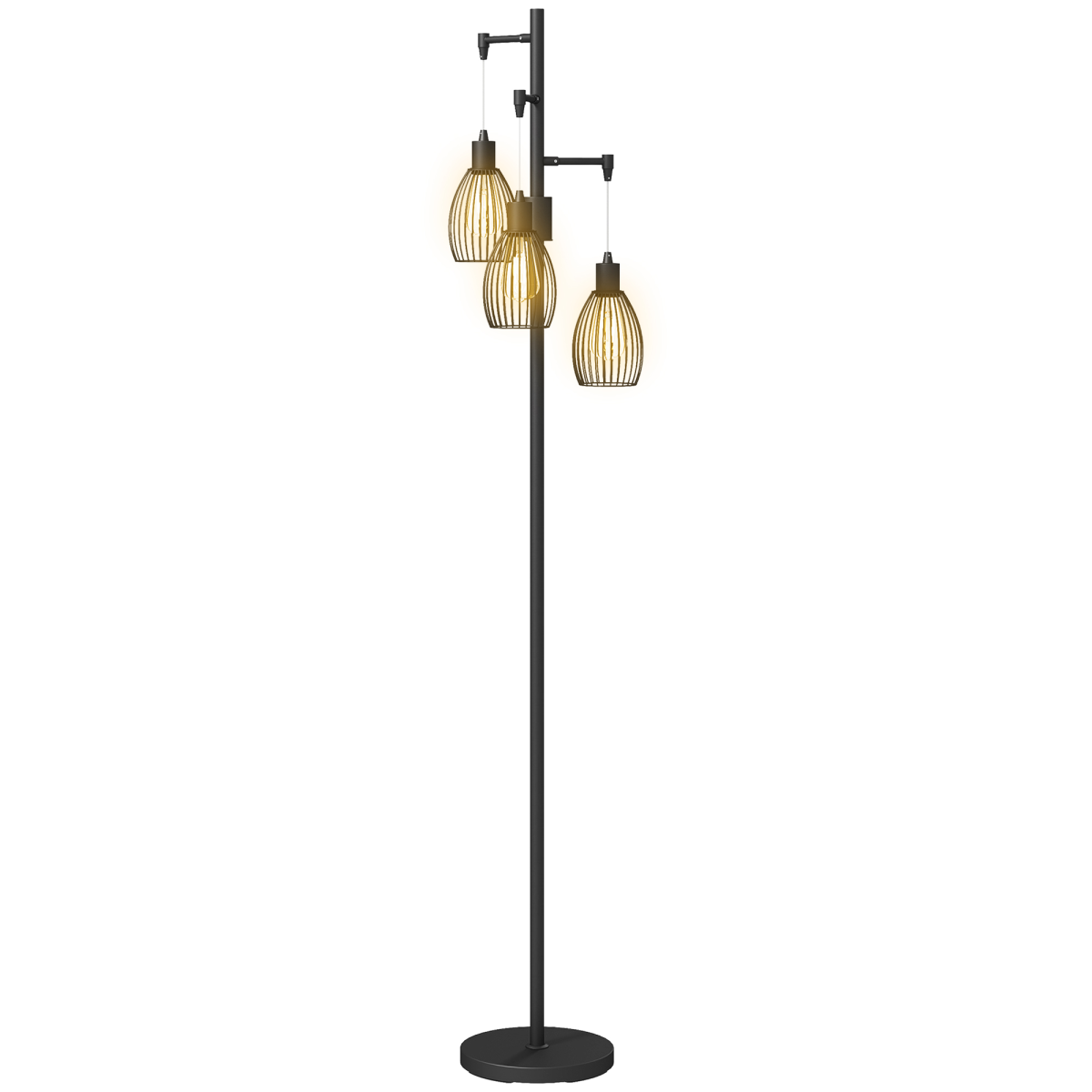 HOMCOM Industrial 3-Light Floor Lamp 2