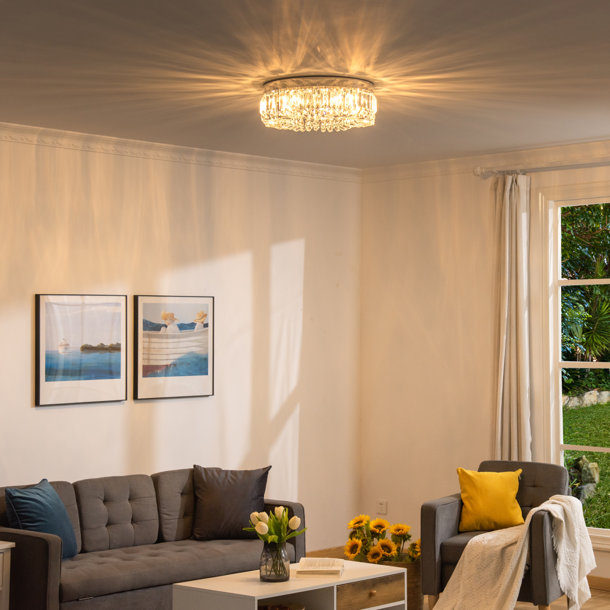 Crystal Ceiling Chandelier Silver 2