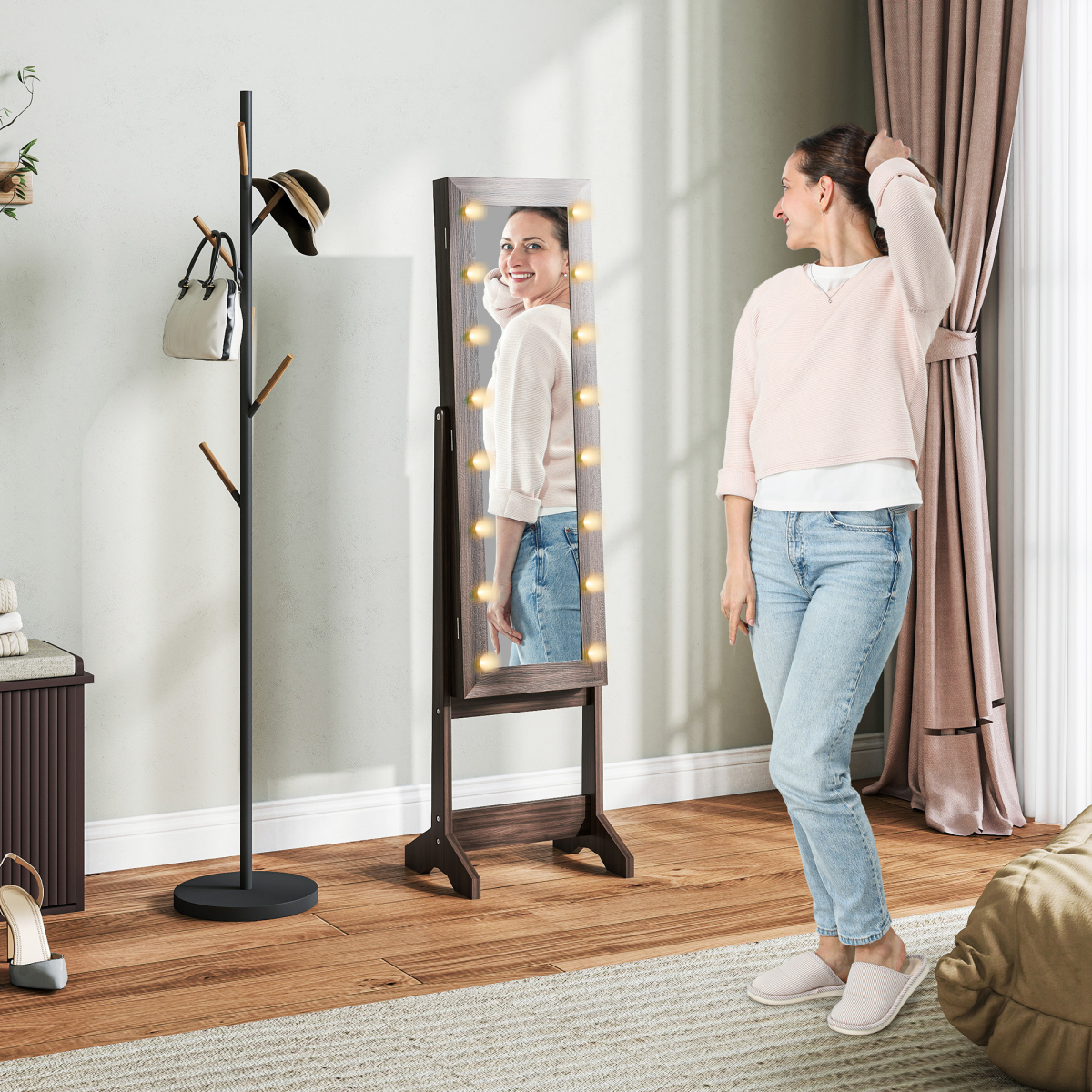 HOMCOM LED Mirrored Jewellery Cabinet 2