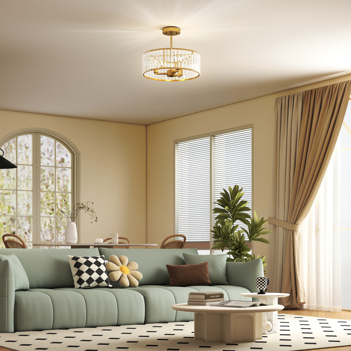 HOMCOM Crystal Chandelier Ceiling Light 2