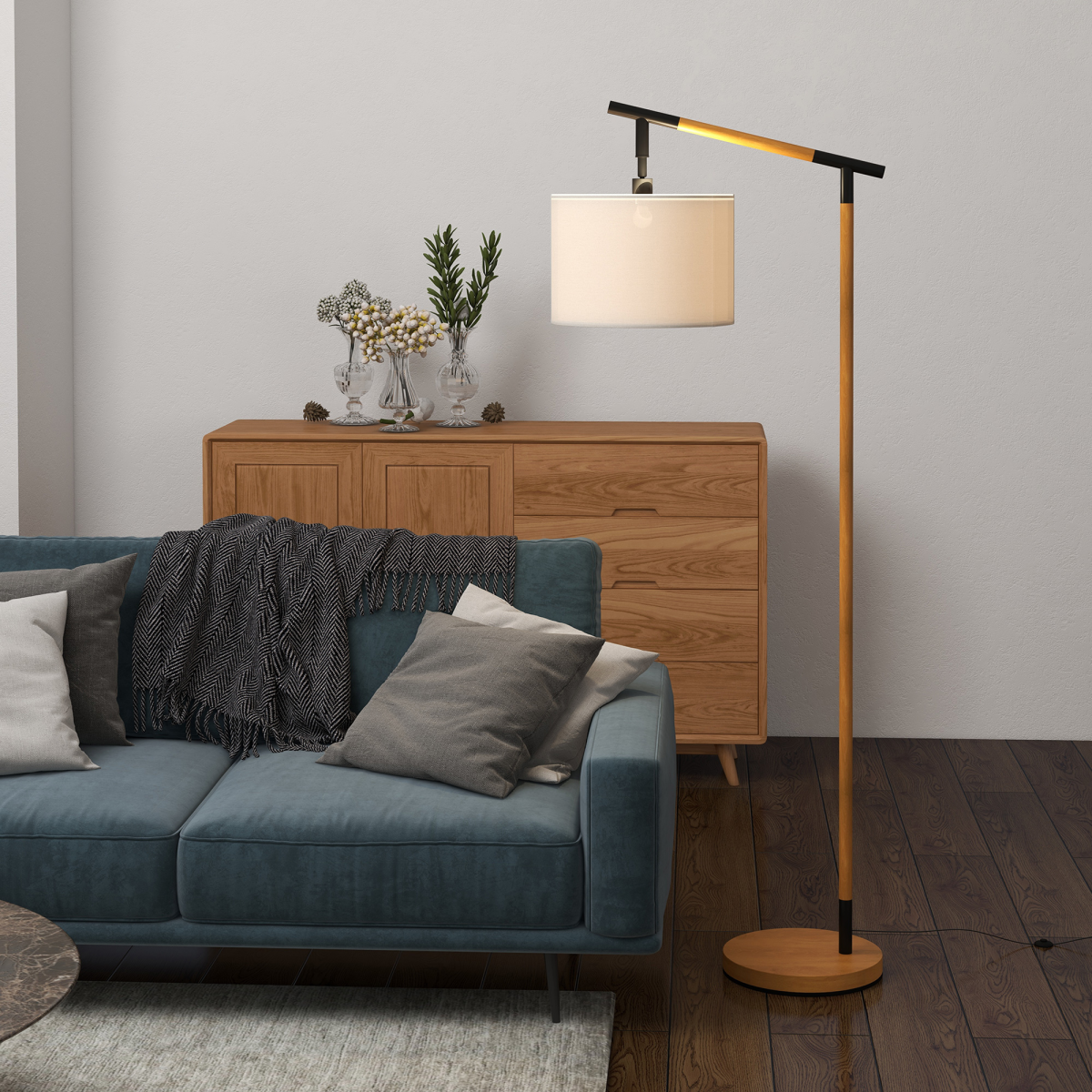 HOMCOM Rotating Lampshade Floor Lamp 2