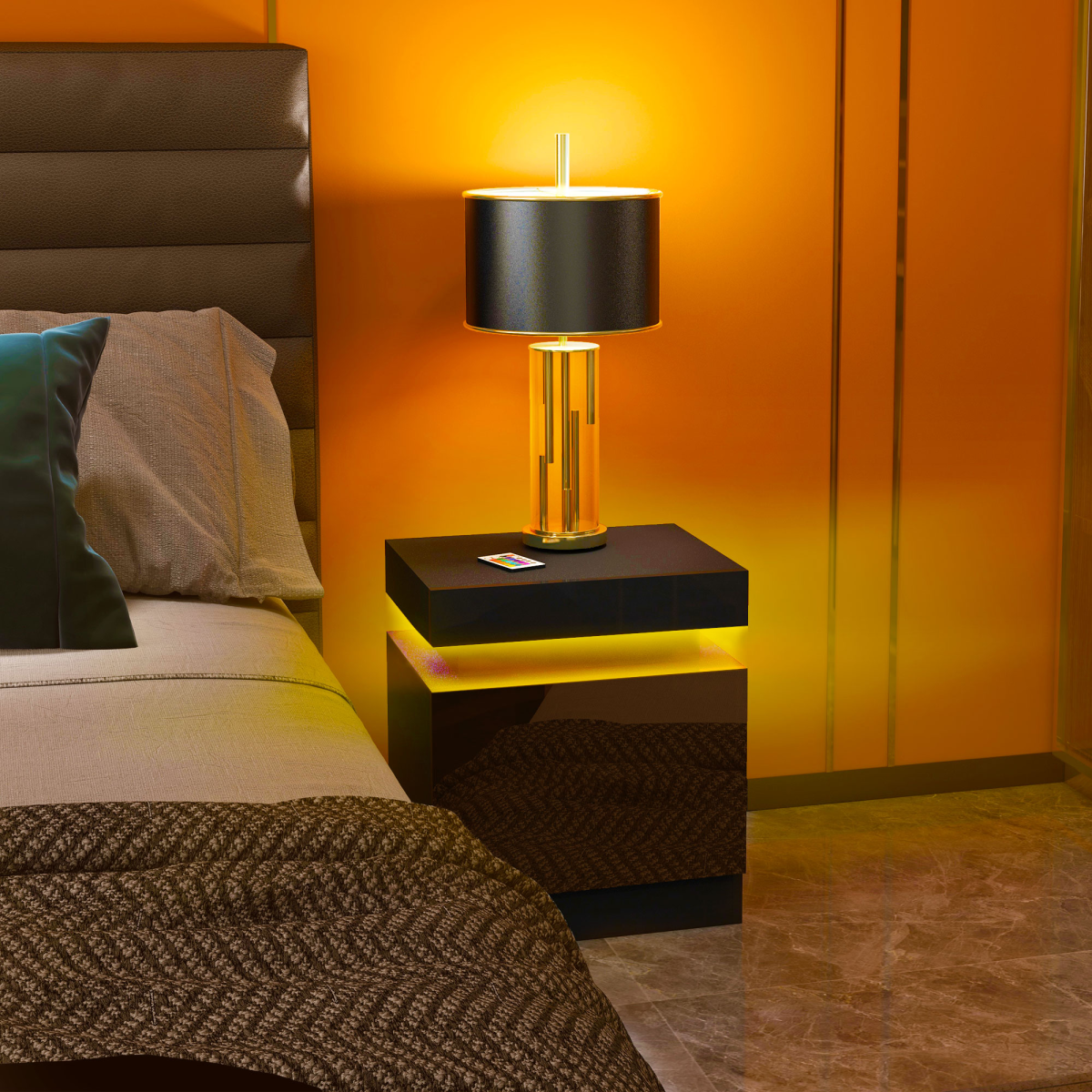 HOMCOM LED Bedside Table LED glow