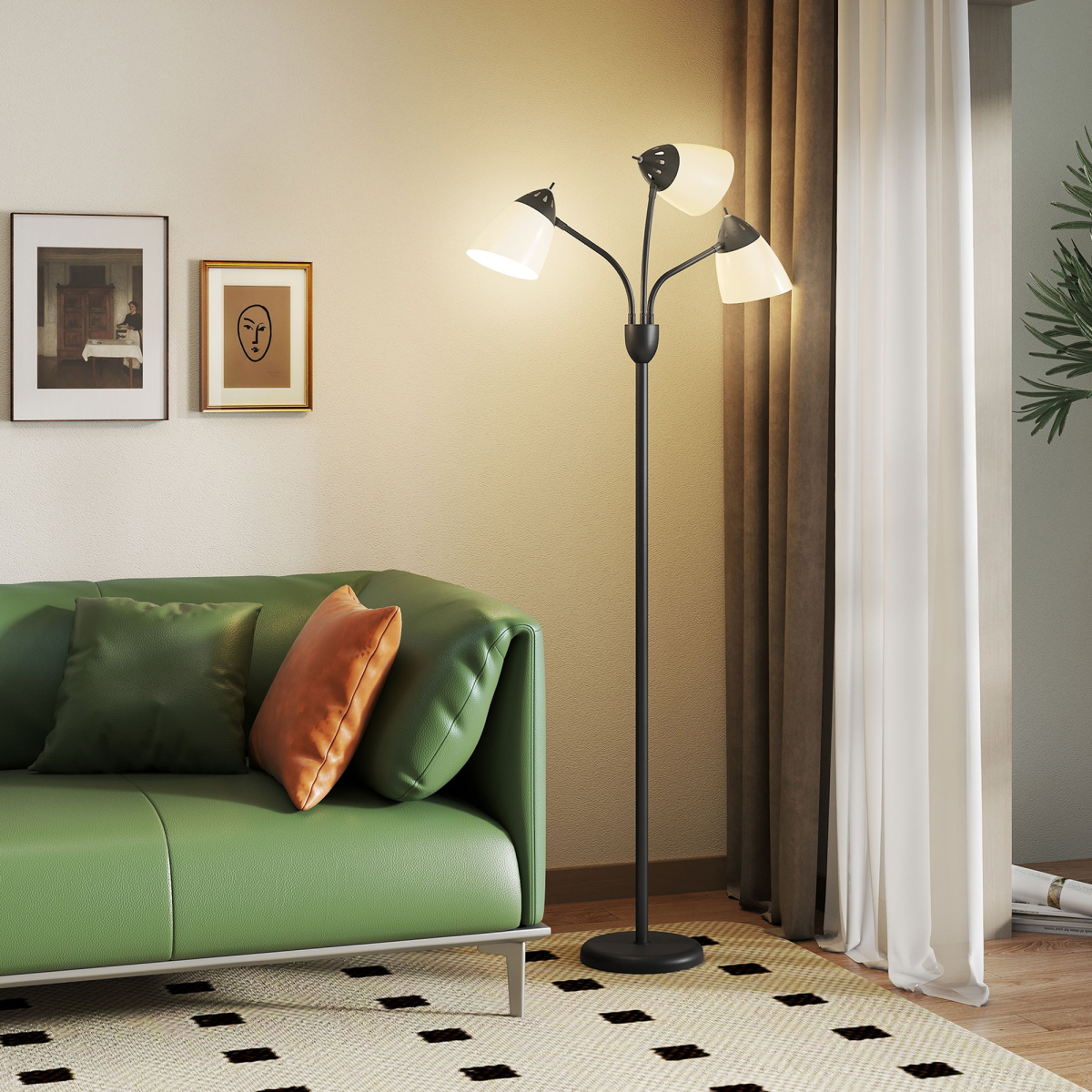 HOMCOM Arc Tree Floor Lamp CCT Black 2