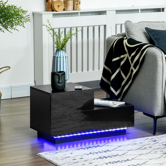 HOMCOM LED Bedside Table Remote Black 2