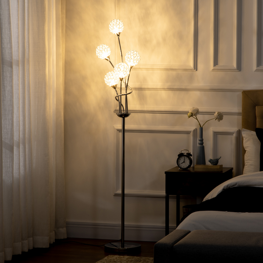 HOMCOM Crystal Floor Lamp Silver Detail