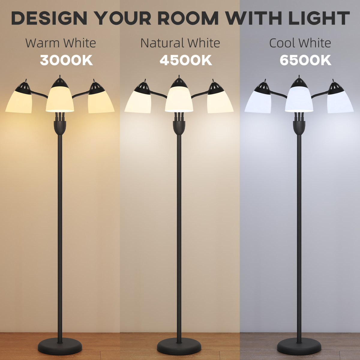 HOMCOM Arc Tree Floor Lamp CCT Black 3