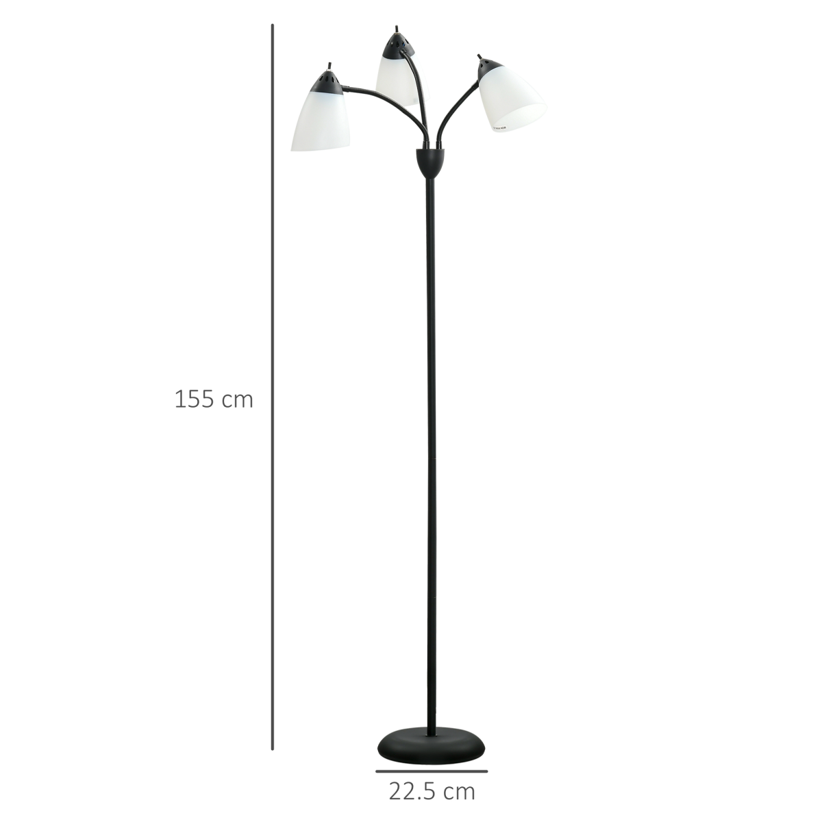 HOMCOM Arc Tree Floor Lamp Black 3 Light 3