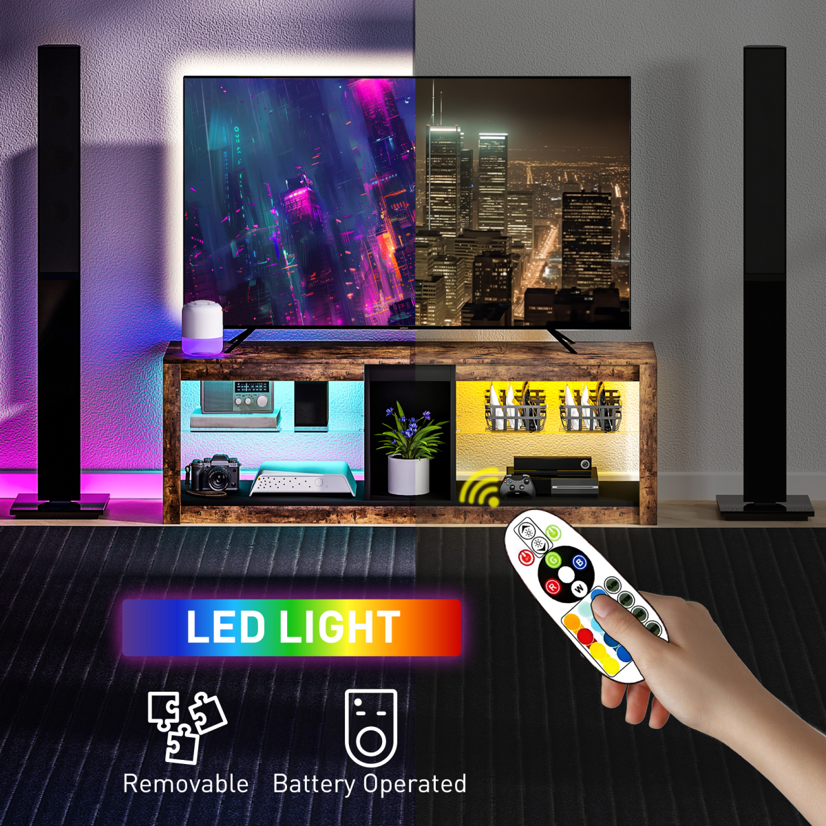 HOMCOM TV Stand Entertainment Centre LED 3