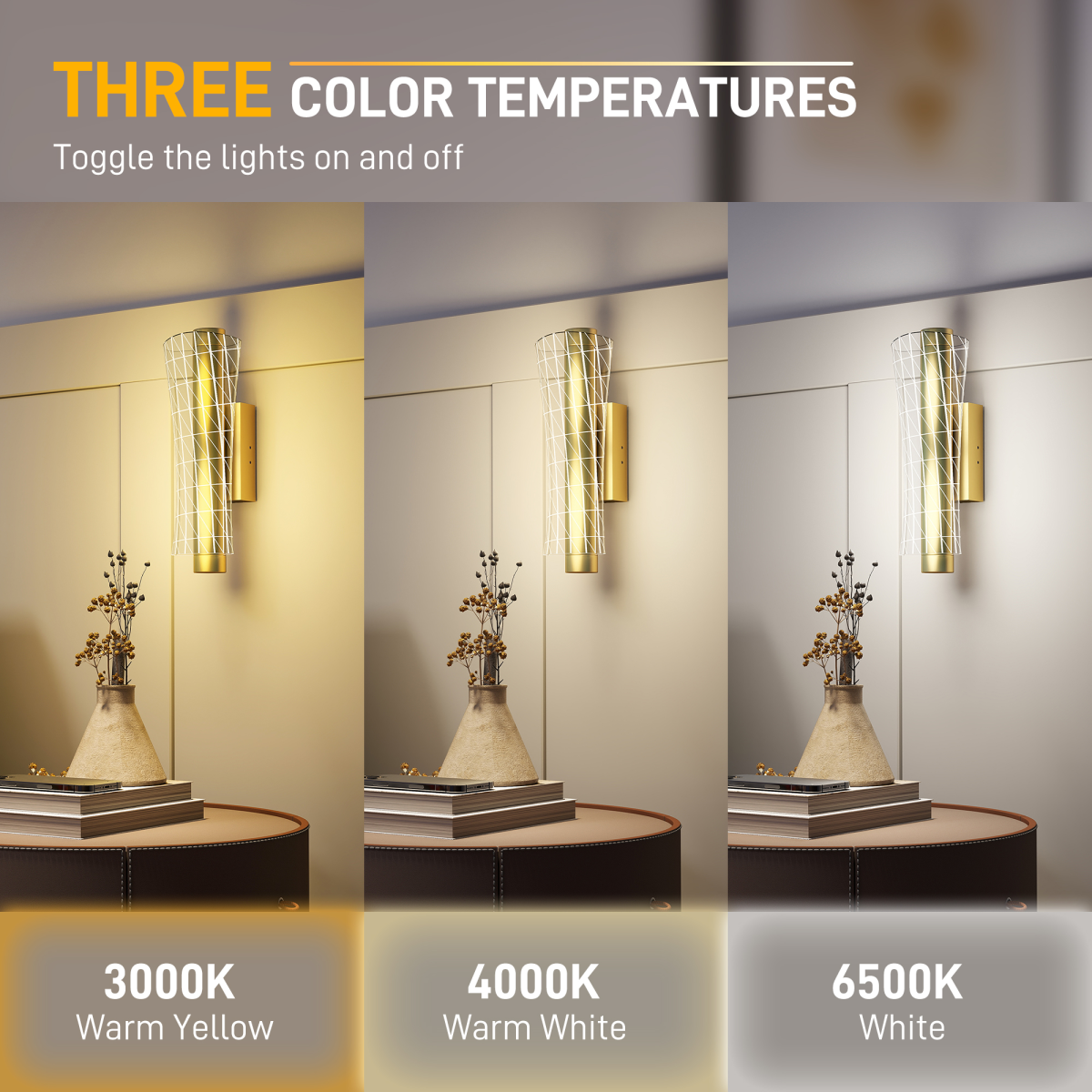 HOMCOM LED Geometric Gold Wall Light 2 Pack 3