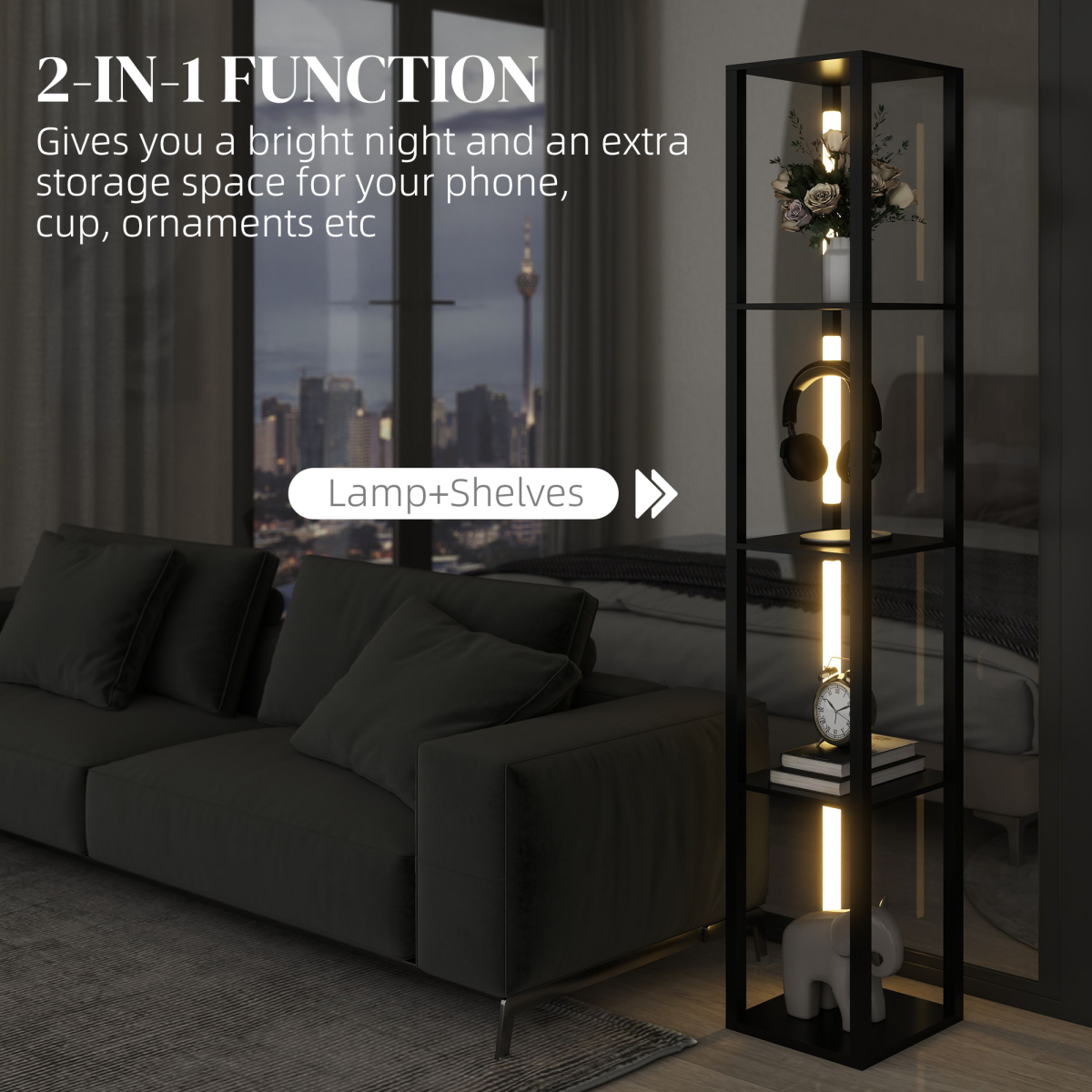 HOMCOM Black Floor Lamp Foot Switch 3