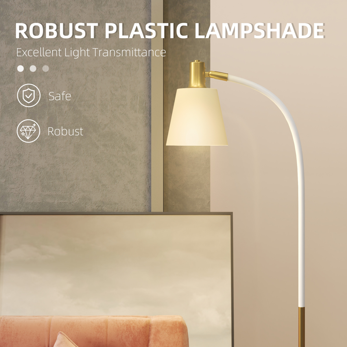 HOMCOM Spotlight Reading Floor Lamp White 3