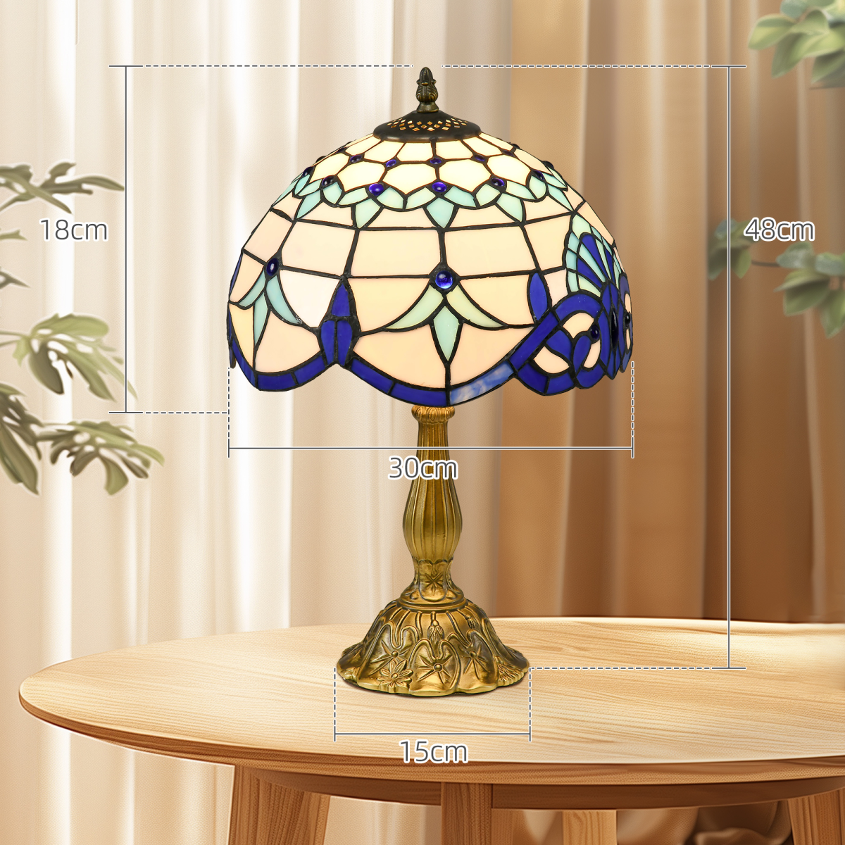HOMCOM Tiffany Stained Glass Table Lamp 3