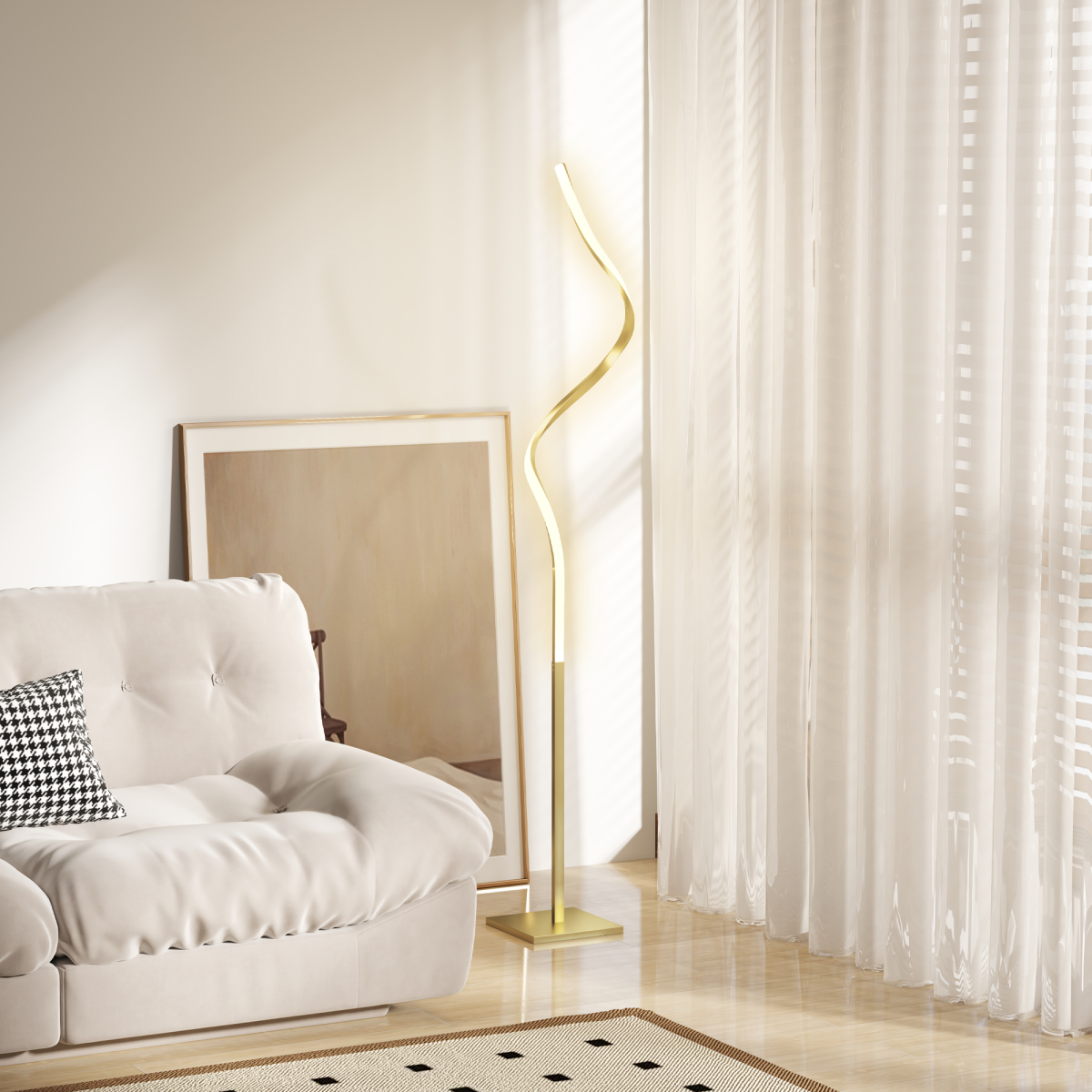 HOMCOM LED Floor Lamp 3 Brightness Gold 3