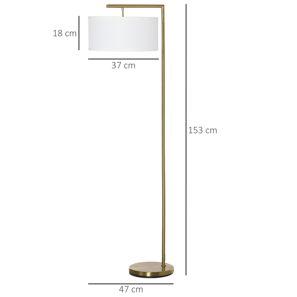 HOMCOM Floor Lamp Linen Shade Round Base 3