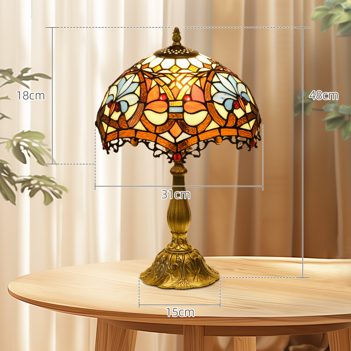HOMCOM Sunflower Tiffany Table Lamp Large 3