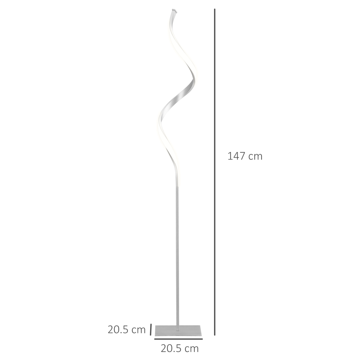 HOMCOM Spiral Floor Lamp Silver 3 Brightness 3