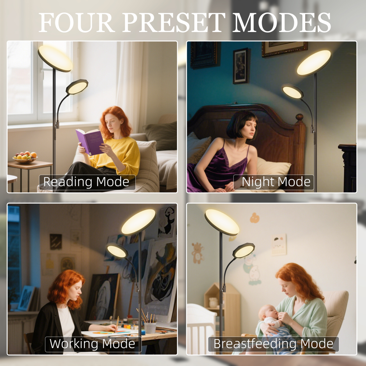 HOMCOM Floor Lamp 4 Scene Modes Black 3