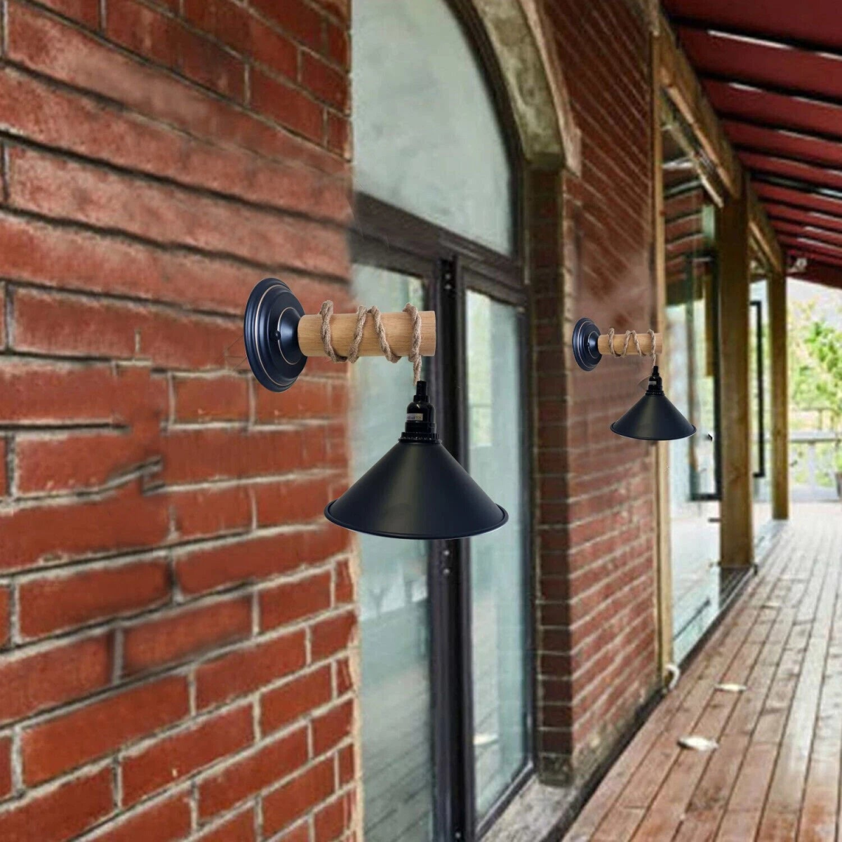 Vintage Wood Wall Lamp Side