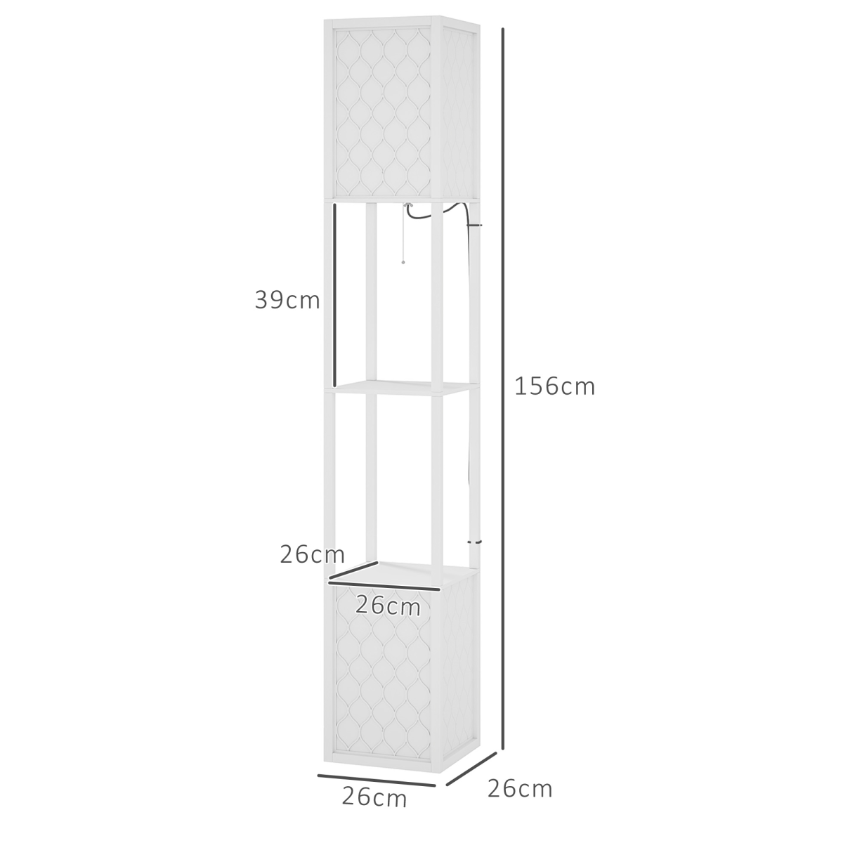HOMCOM 2-Light Floor Lamp with Shelves White 3