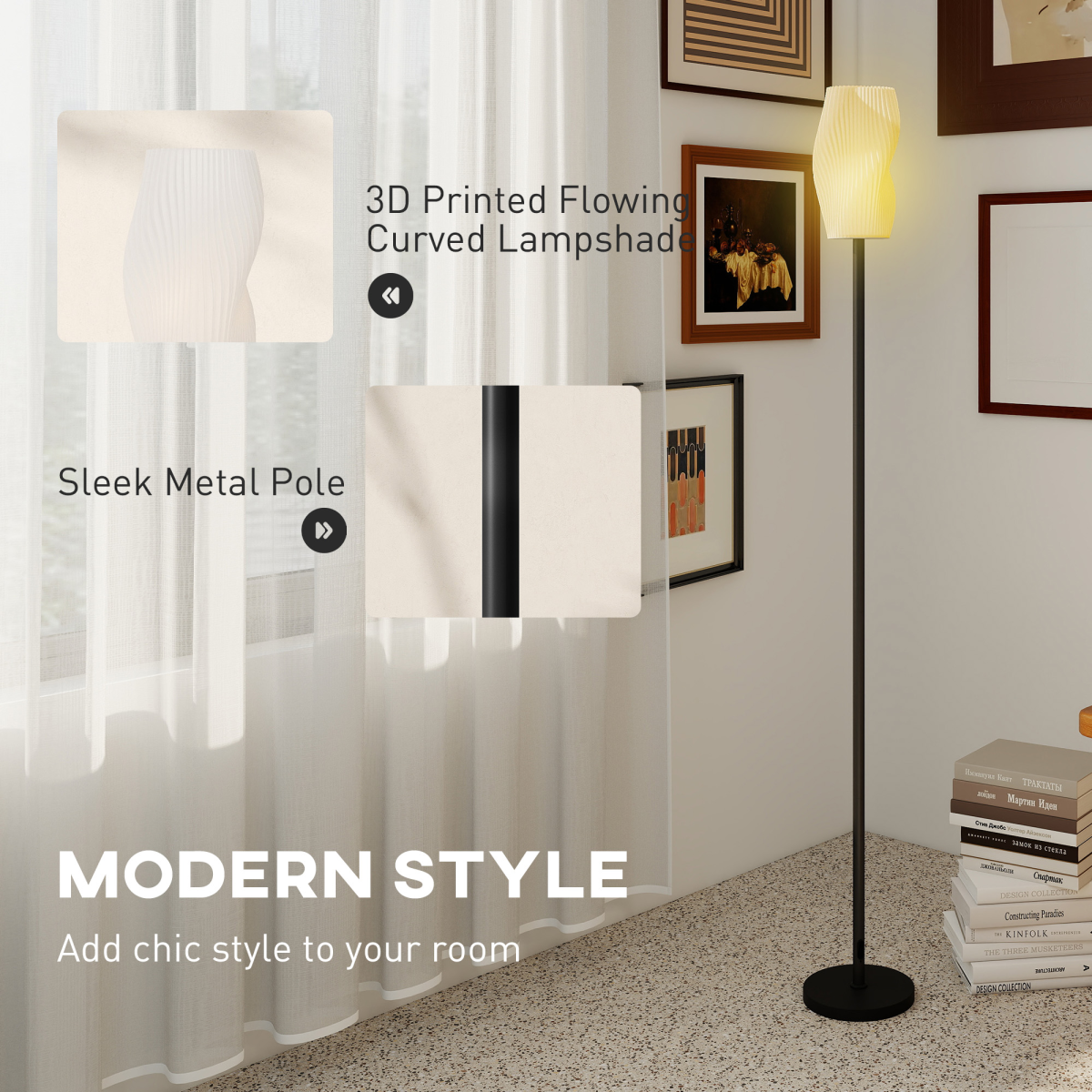 HOMCOM 3D Printed Standing Lamp in room