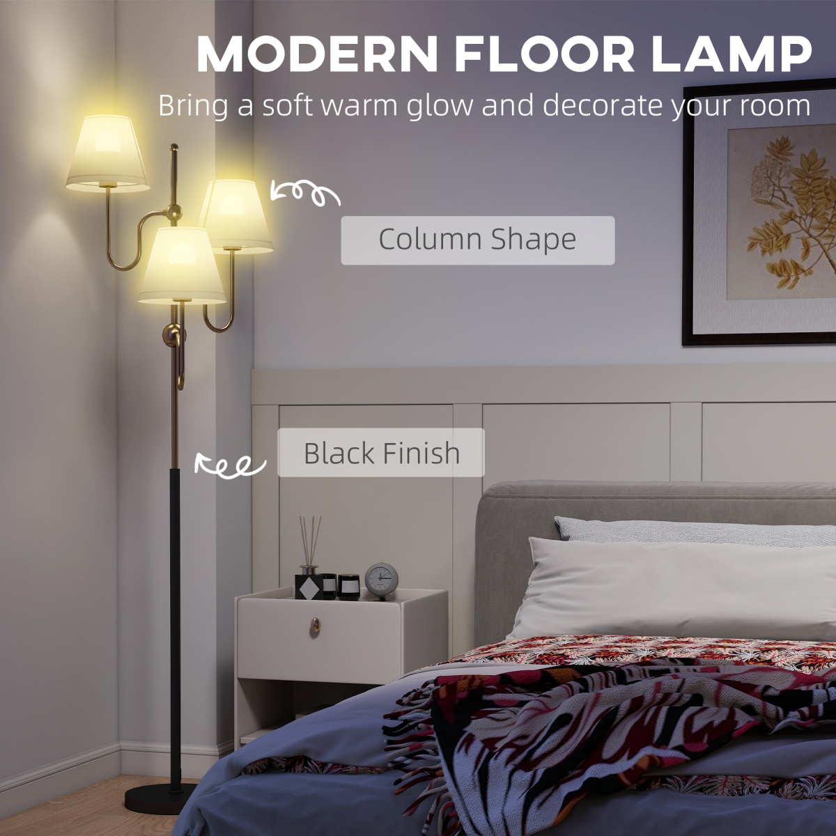 HOMCOM 3-Light Floor Lamp 4