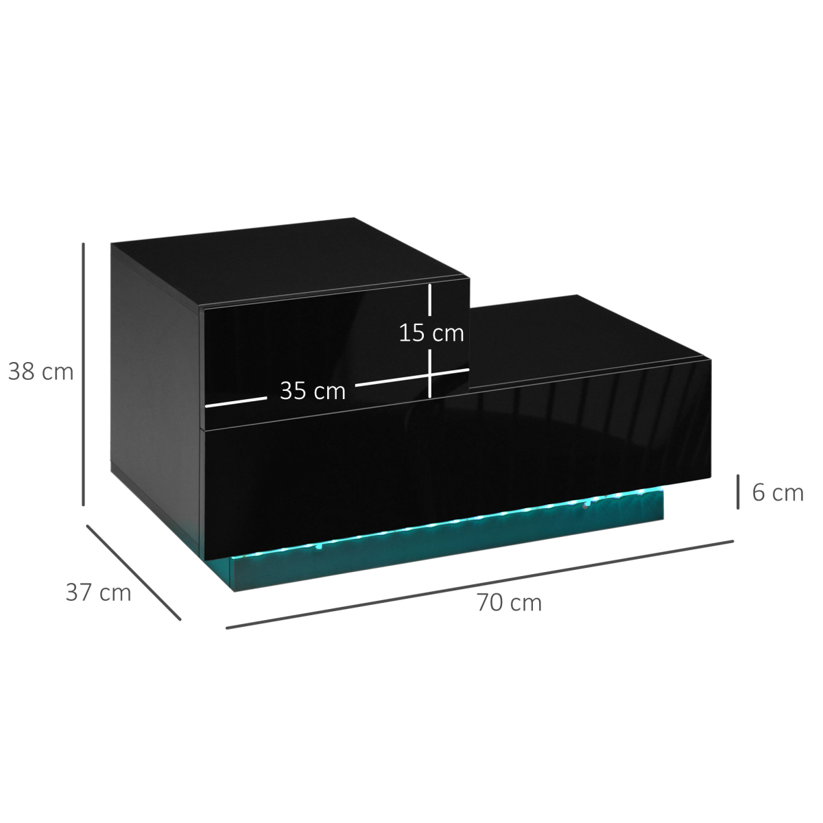 HOMCOM LED Bedside Table Remote Black 3