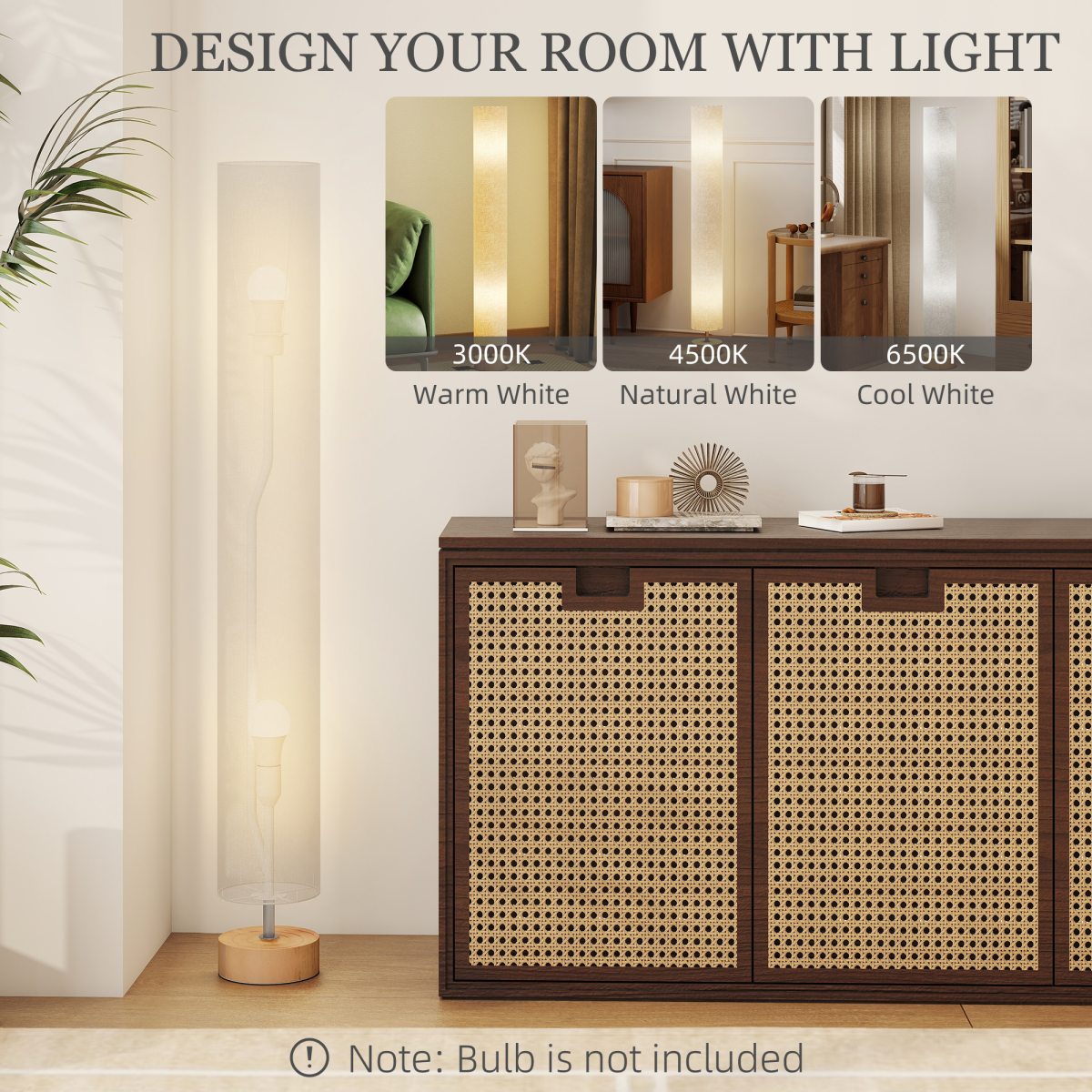 HOMCOM LED Floor Lamp CCT Grey 3