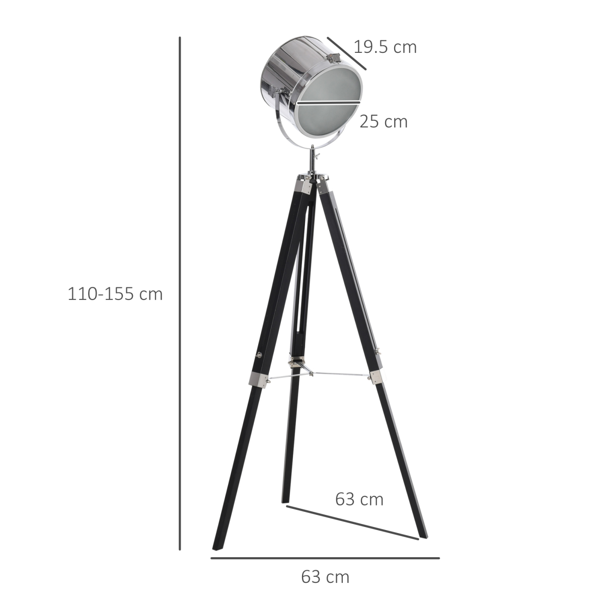 HOMCOM Industrial Tripod Lamp Head