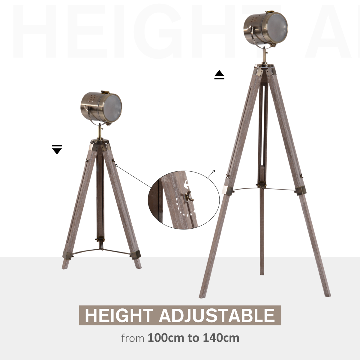 HOMCOM Vintage Tripod Lamp Legs
