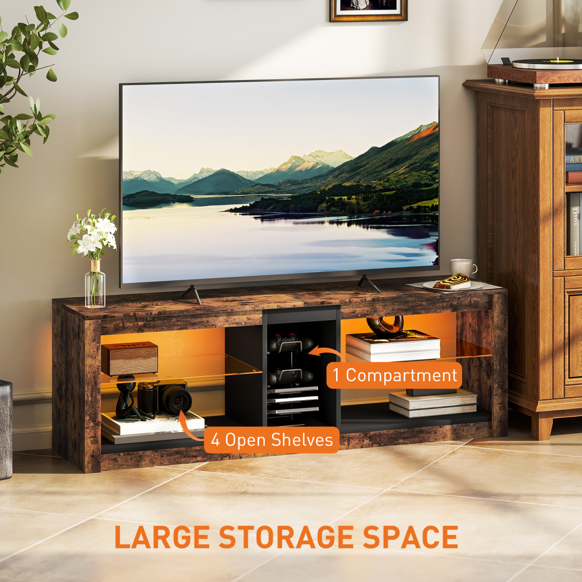 HOMCOM TV Stand Entertainment Centre LED 4