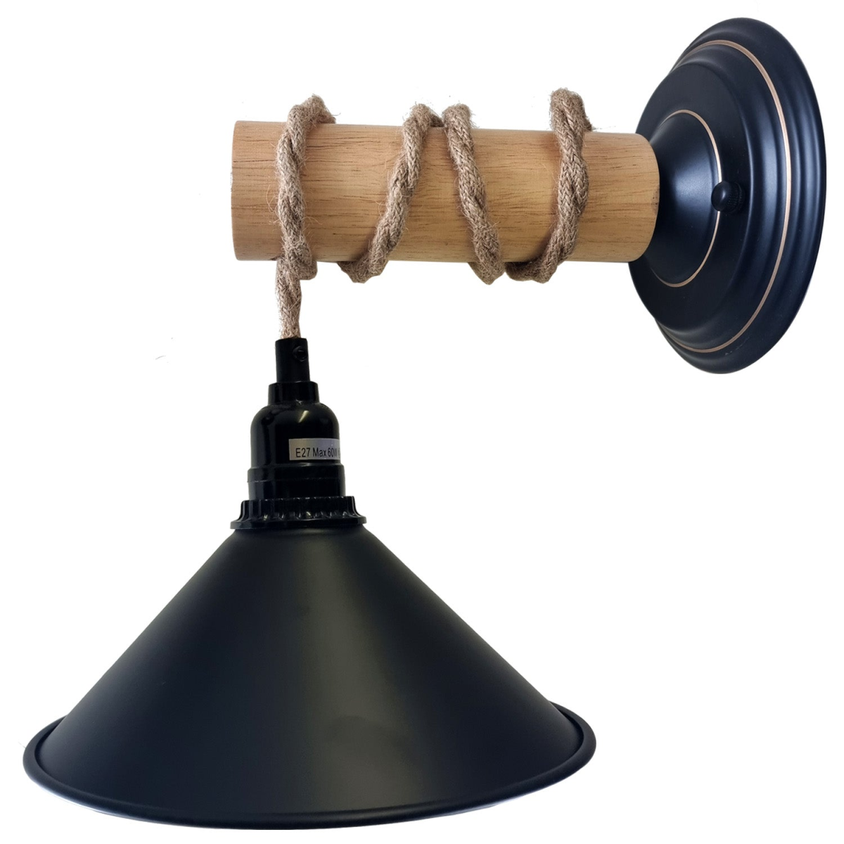 Vintage Wood Wall Lamp Installed