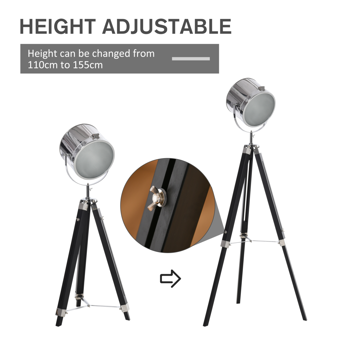 HOMCOM Industrial Tripod Lamp Legs