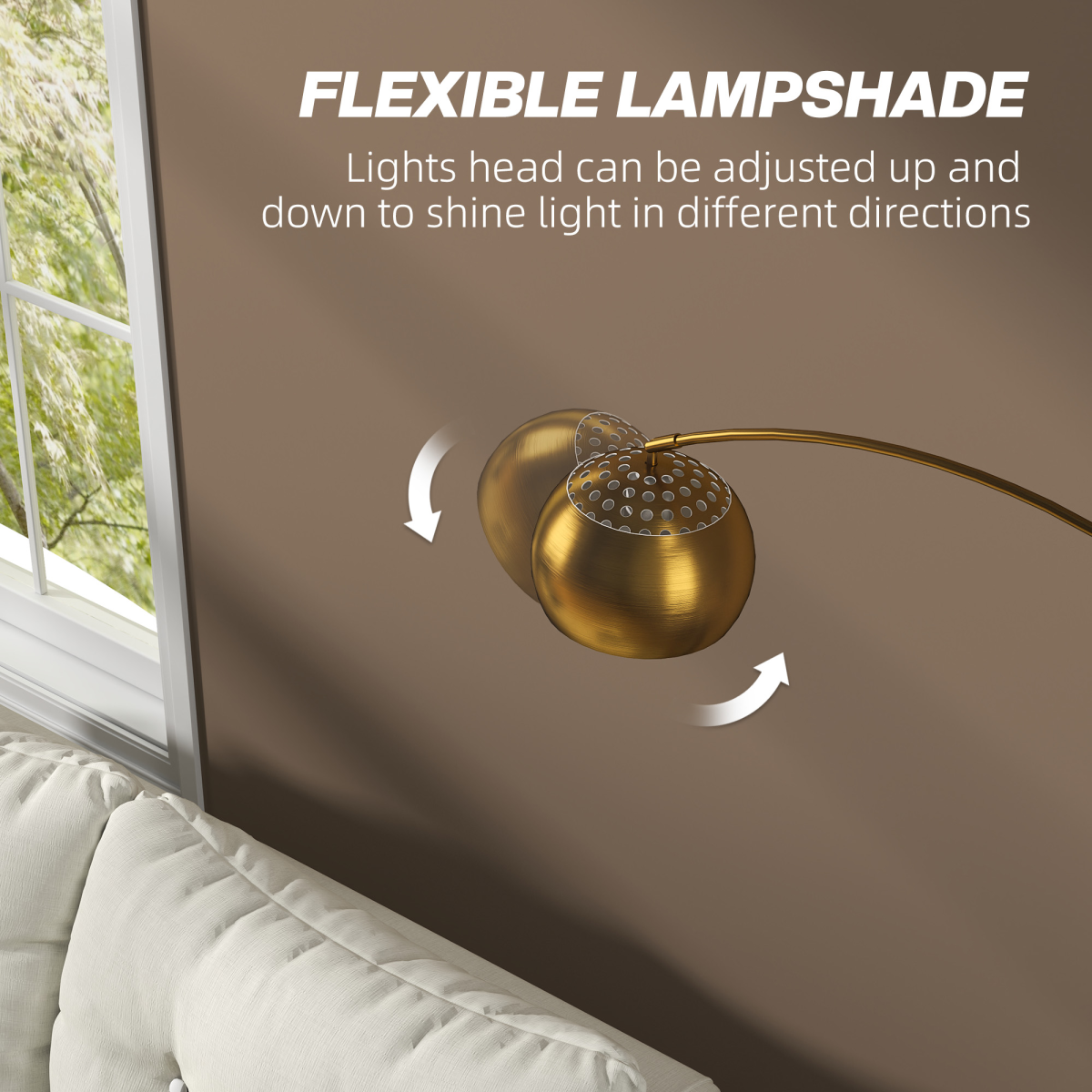 HOMCOM Arc Floor Lamp Gold Tone 4