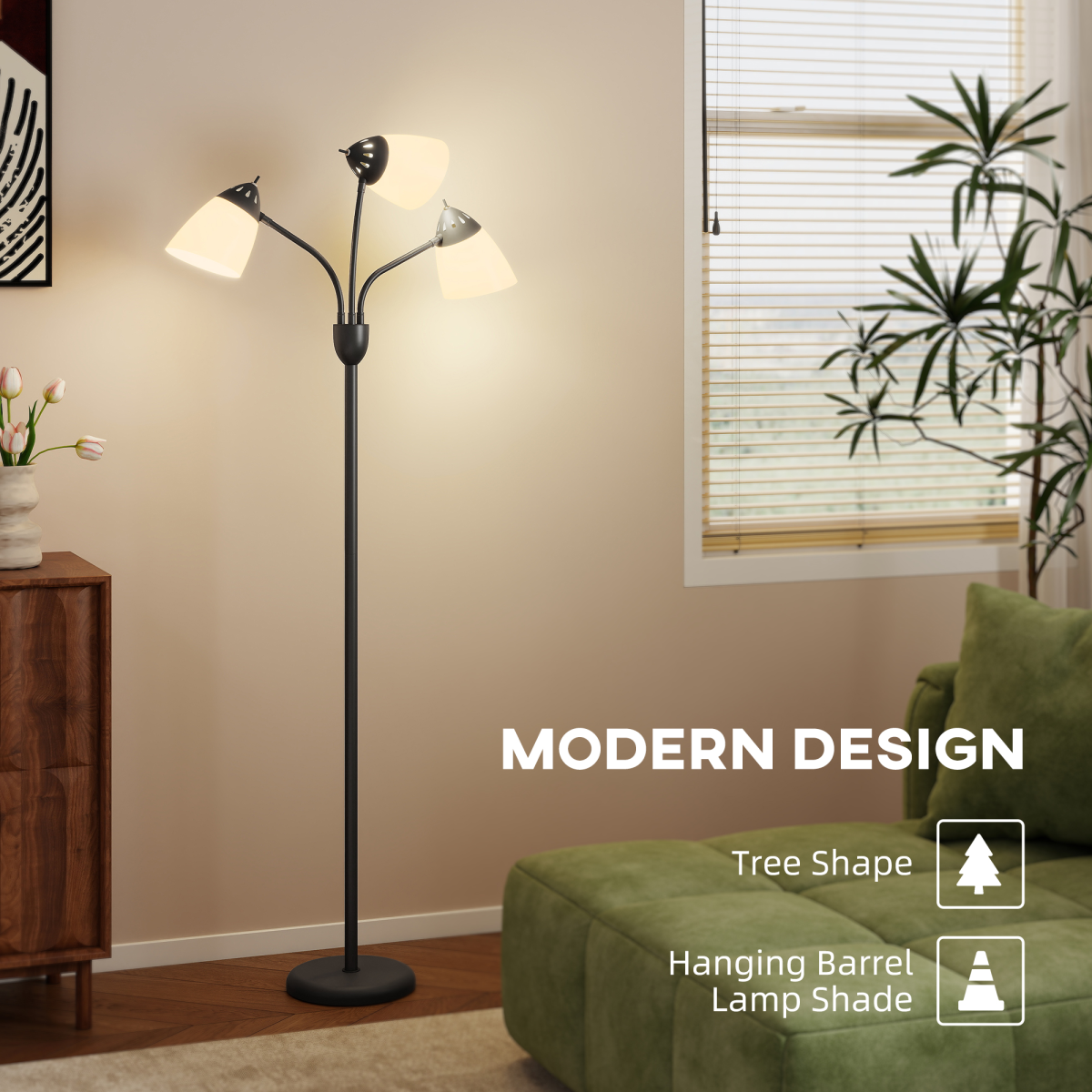 HOMCOM Arc Tree Floor Lamp CCT Black 4