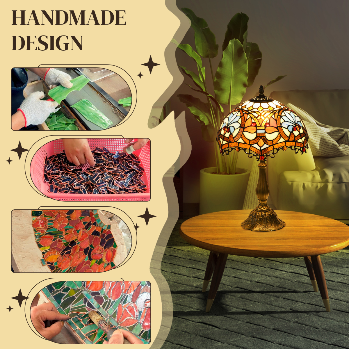HOMCOM Sunflower Tiffany Table Lamp Large 4