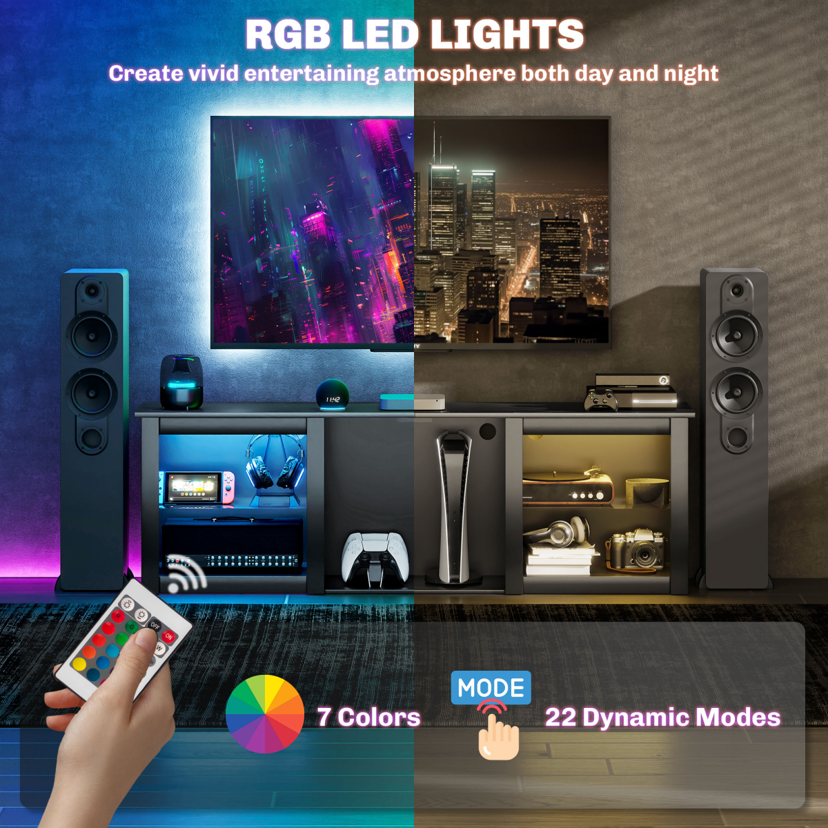 HOMCOM 160cm TV Unit LED Black 4